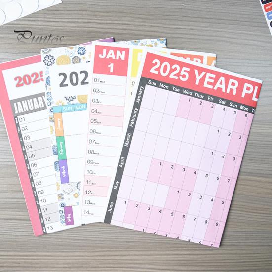 2025 Yearly Wall Calendar Full Year Annual Wall Calendar In One Page 12 Month Planner with Stickers for Office School Supplies