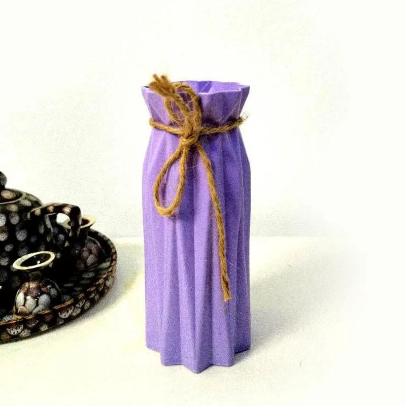 

1 Pcs New Plastic Vase Imitation Ceramic Flower Pot Flower Basket Vase Home Decoration (Without Flowers) фиолетовый