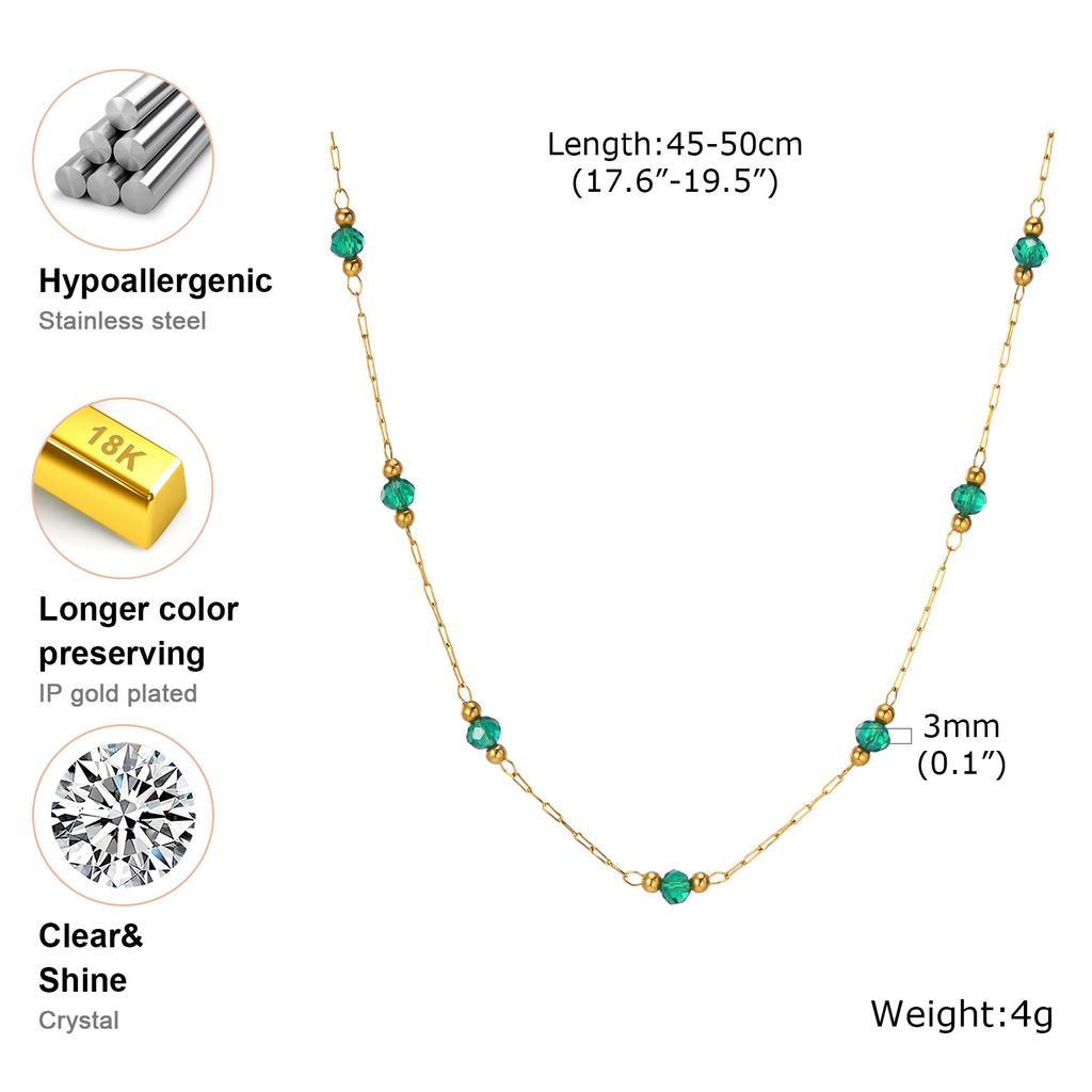 Vnox Green Stones Flower Charms Necklaces, Women Chain Necklaces, Vintage Beads Necklaces Collar, Autumn Winter Jewelry
