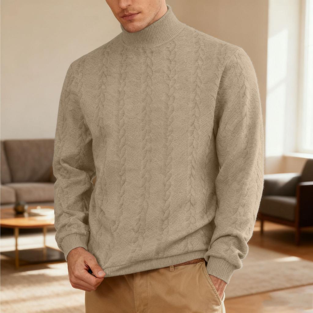 New Arrival Plus Size Men's High-Neck Sweatshirt Heavyweight Textured Jacquard Casual Thermal Sweatshirt