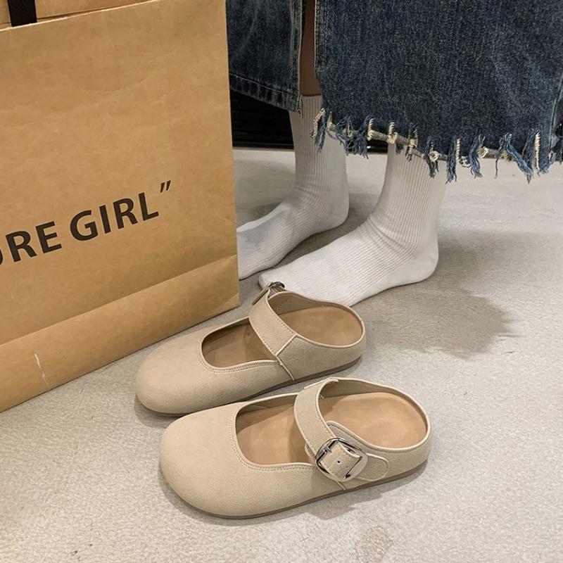 Fashion Designer Women's Closed Toe Slippers Suede Leather Clogs Sandals Women Retro Fashion Garden Mule Clog Slides Zapatillas De Mujer