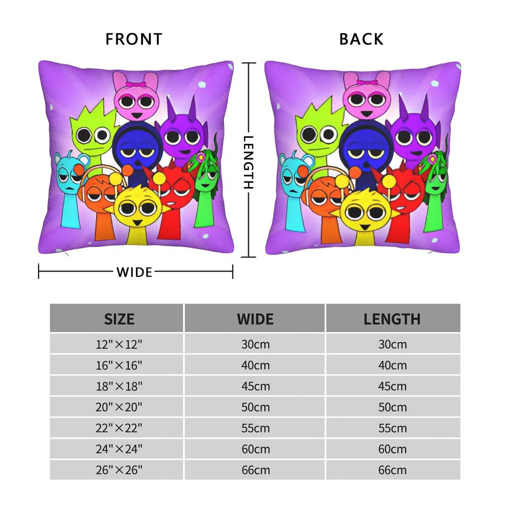 Sprunki Horror Spranky Square Pillow Case Cushion Cover Awesome Zipper Decorative Throw Pillow Case Cover for Sofa 45*45cm