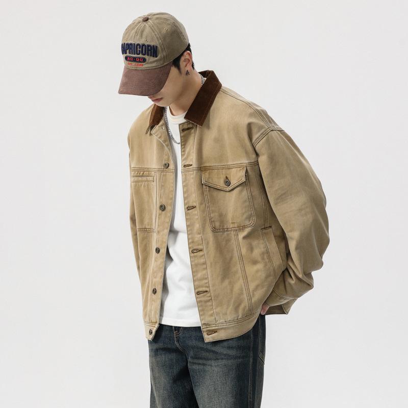 Men's 2024 Retro High-End Denim Jacket: Casual Loose Lapel, Autumn/Winter Style Workwear