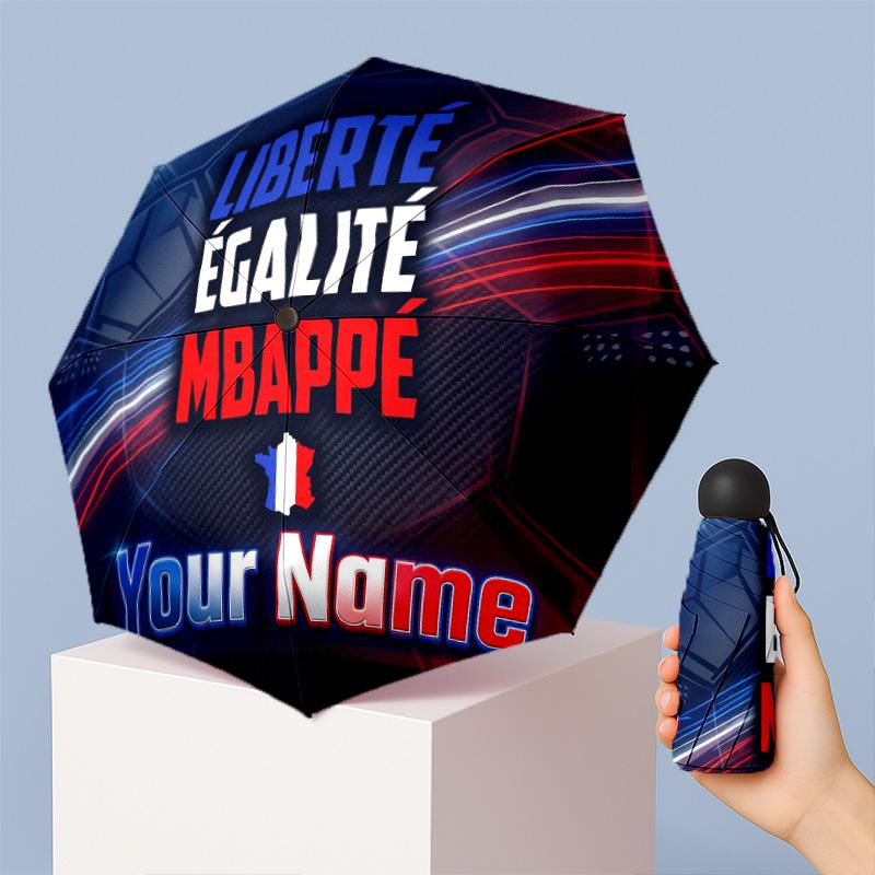 France National Football Team Manual Five Fold 8 Rib Umbrella Support Custom Text, Lightweight Travel Umbrella