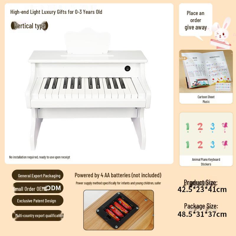 25-Key Children's Electronic Wooden Piano - Musical Toy for Early Education, Ideal Birthday Gift for Boys and Girls