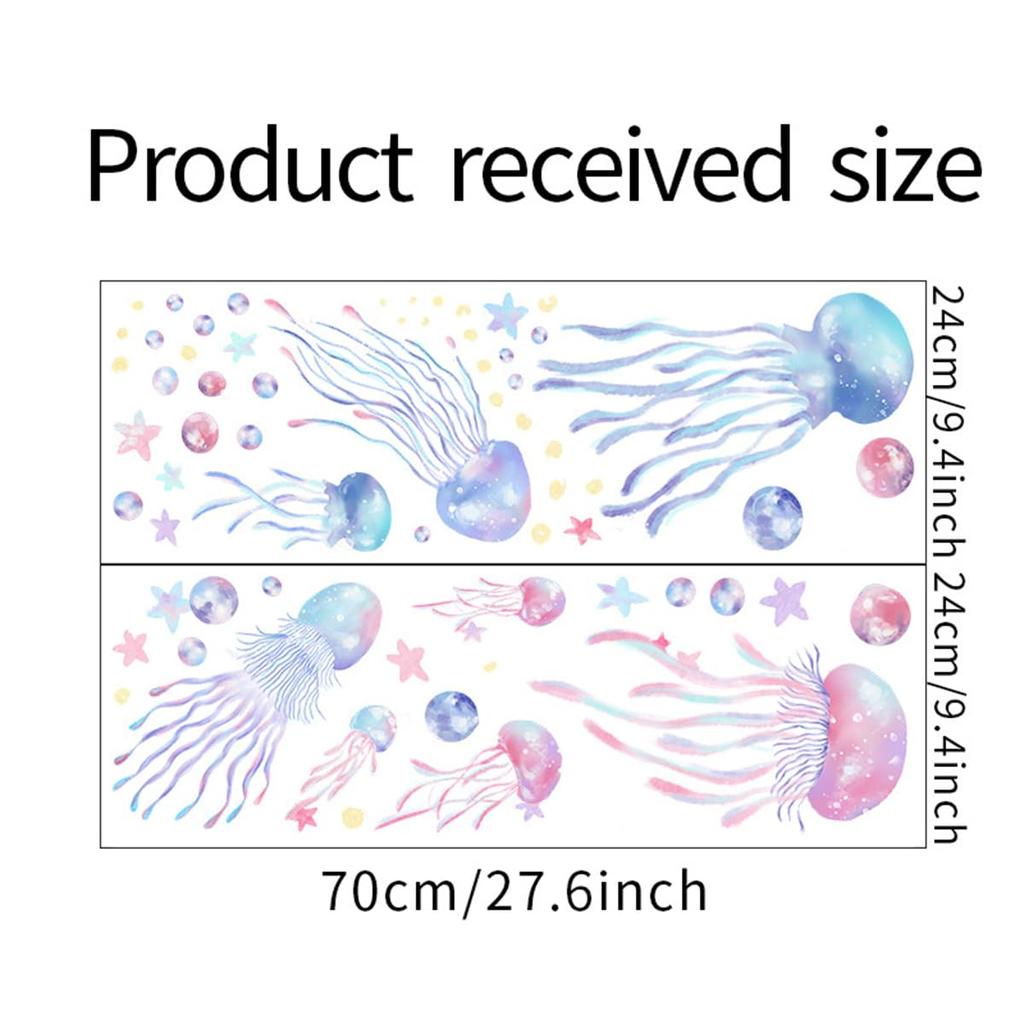 Stylish Sea Creatures Jellyfish Wall Stickers with Stars and Sea Water Removable Wall Decals for Study and Wall Bedroom Wall Sticker Designs, Drops,