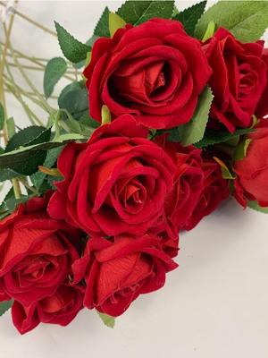6 rosas artificiales de franela, ramo abierto de flores artificiales para bodas, decoración de mesas y salas de estar. Ramo de novia.
