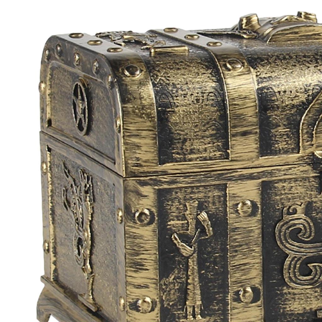 Antique Pirate Chest with Lock for Storing Trinkets and Bills