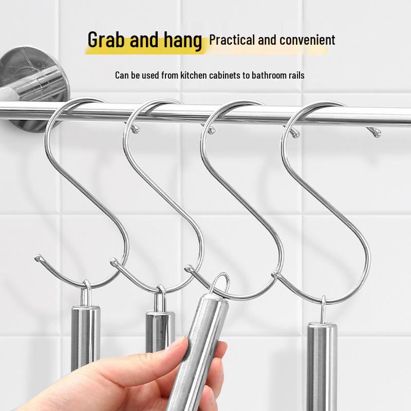 Multi-Purpose 410 Stainless Steel S-Shaped Wall Hook for Bathroom and Kitchen