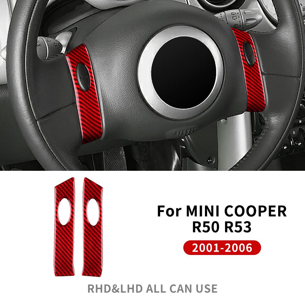 For Mini Cooper Hatch One R50 R53 2001-2006 Steering Wheel Button Sticker Strip Soft Carbon Fiber Car Interior Panel Cover Decal