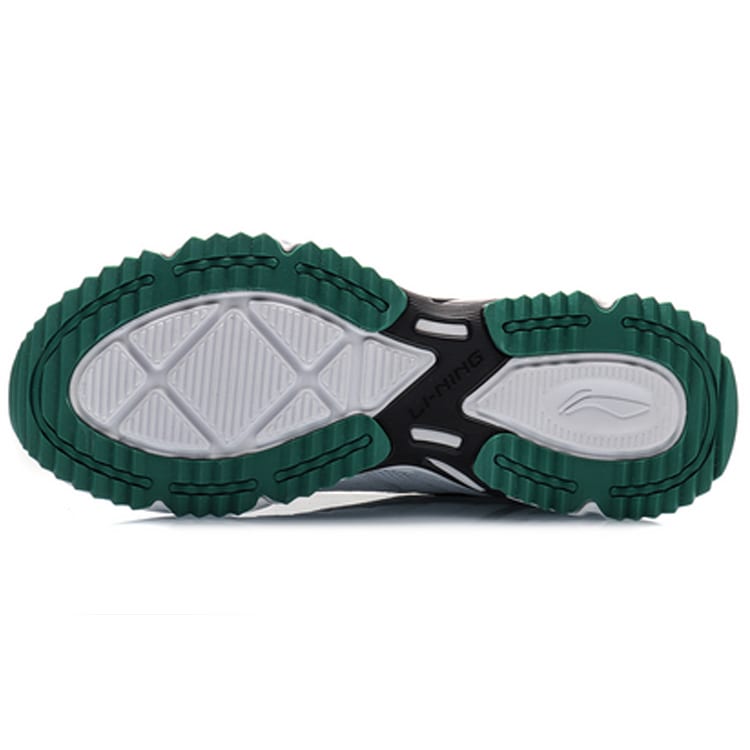 Li Ning Patchwork Cushioning Slip Resistant Low Top Running Shoes Men's White Green ARLQ009-2