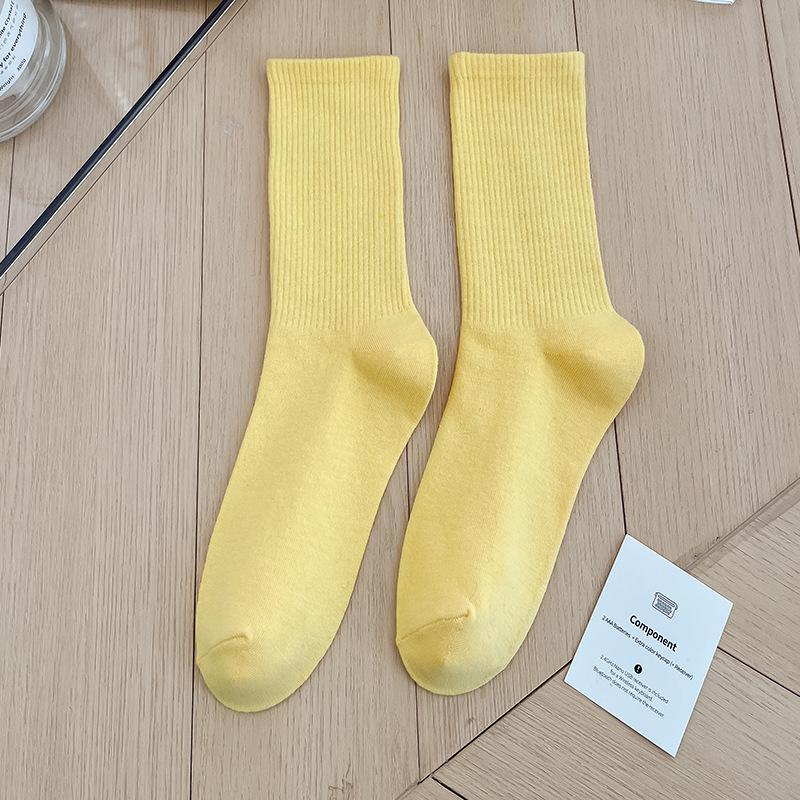 Bunte Damen Baumwoll Kniehohe Tanzsocken: Macaron Bonbonfarbe, Wadenlang, Japanischer Stil