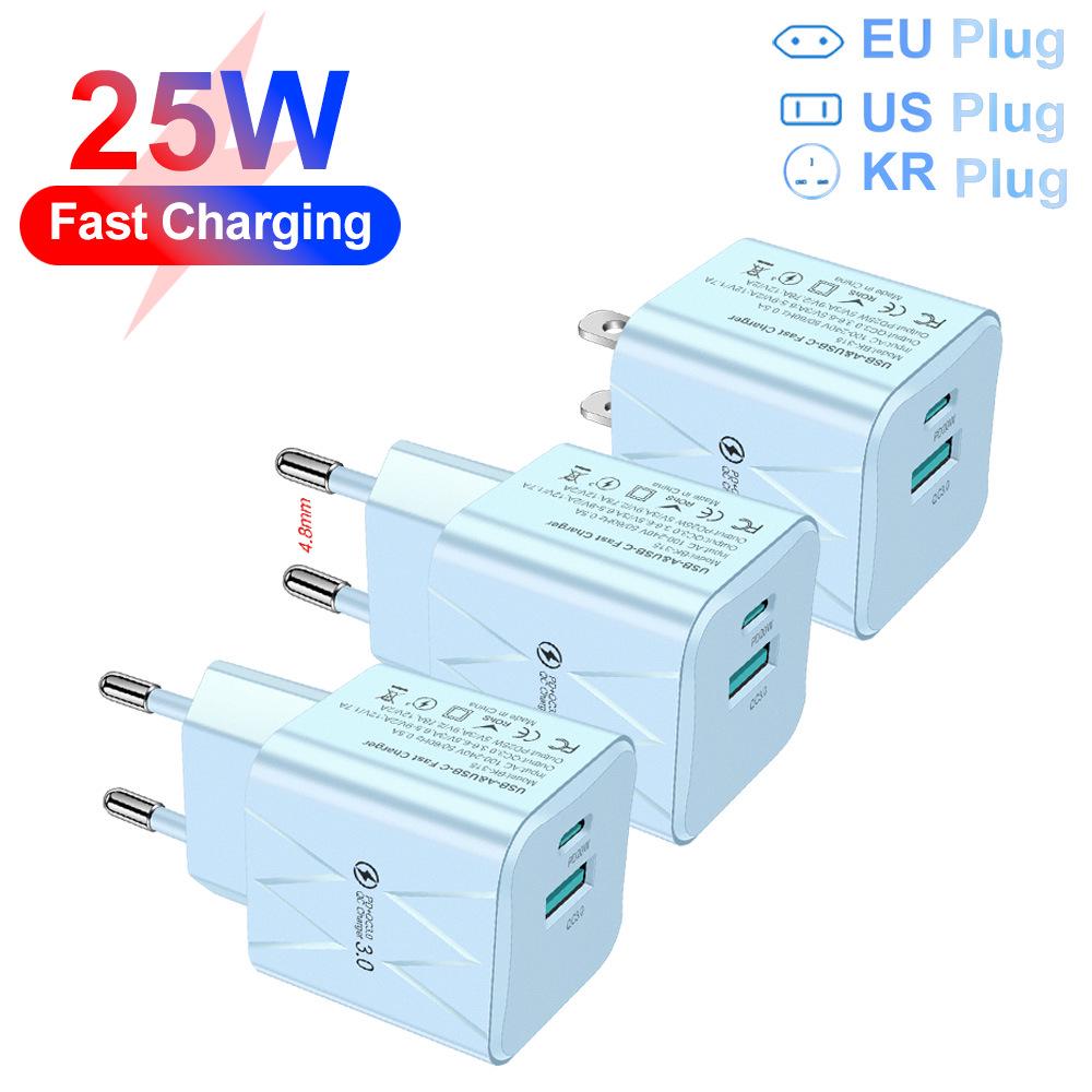 Macaron 25W USB+PD Super Fast Charger, EU/US/KR Compatible Mobile Charging Head
