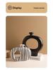 Elegant Wabi-Sabi Ceramic Vase with Black and White Stripes - Perfect for Living Room Decoration and Floral Arrangements