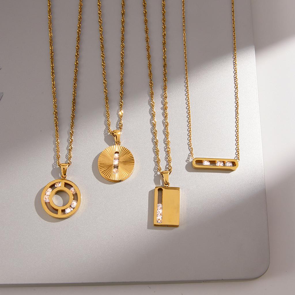 European and American Stainless Steel Movable Zircon Necklace Accessories Sweater Chain Popular Titanium Steel