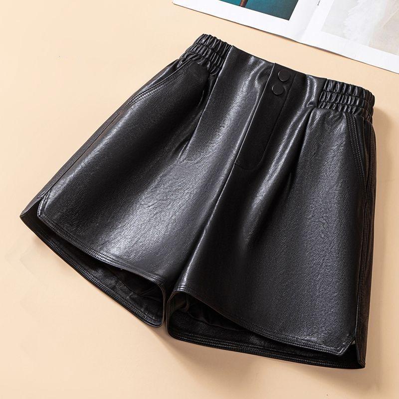 2023 Trendy Women's High Waist PU Leather Shorts - A-line, Loose Fit for Autumn/Winter, Perfect with Boots