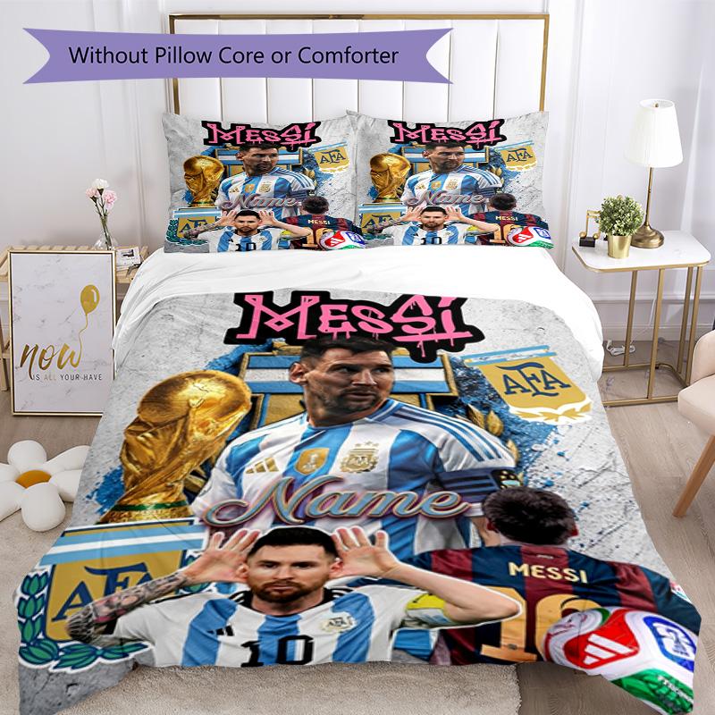 Messi Lionel Messi Football Legend Personalized Name Bedding Set,Soft Bed Linen for Bedroom Home Decoration,Perfect Gift for Football Fans,Breathable
