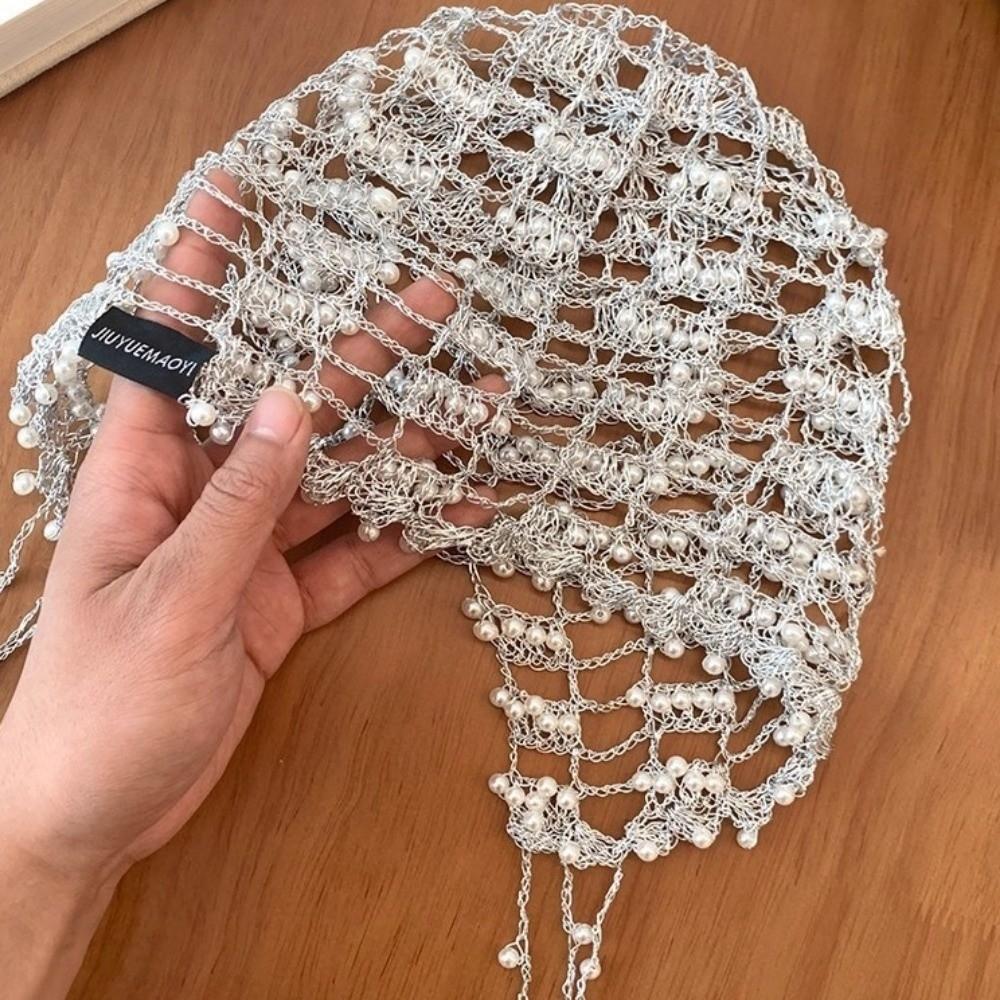 Shining Crystal Chain Beaded Hats Handmade Mesh Hair Accessories Women Summer Autumn