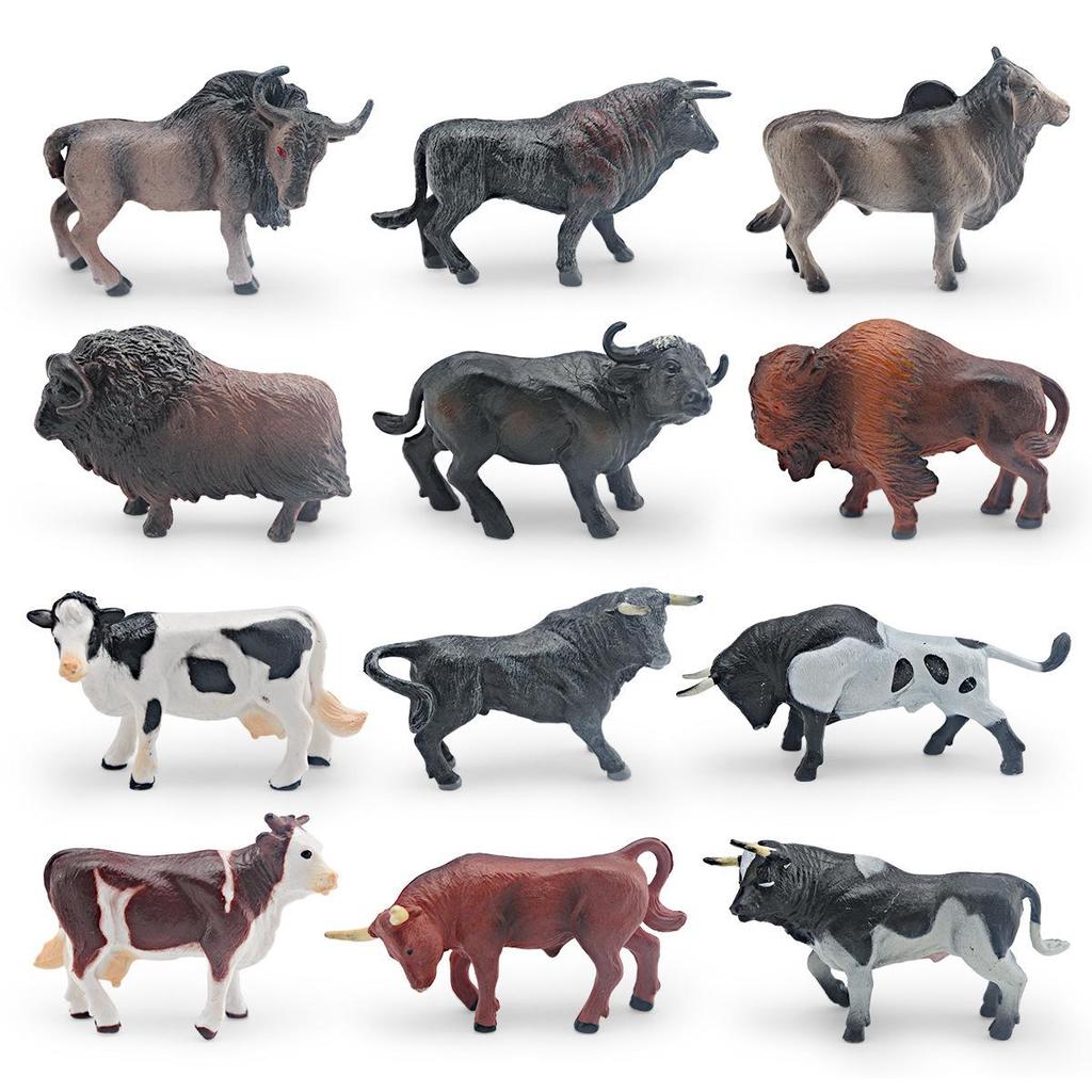 Wild Animal Calf Models: Antelope, Musk Ox, Water Buffalo Bull for Children's Cognitive Play