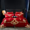High-End Long-Staple Cotton Wedding 4Pcs Set Chinese Wedding Wedding Kit Big Red Embroidery Pure Cotton Wedding Bedding