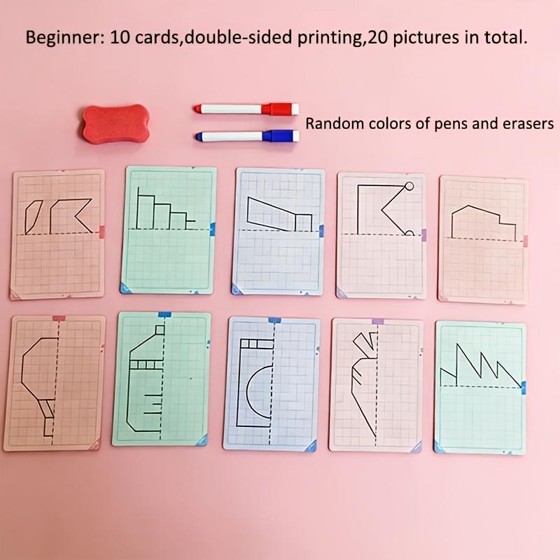 69pcs Pen Control Art Training Set, Reusable Symmetrical Drawing Cards, Improve Writing Skills And Pen Grip Control,  Portable