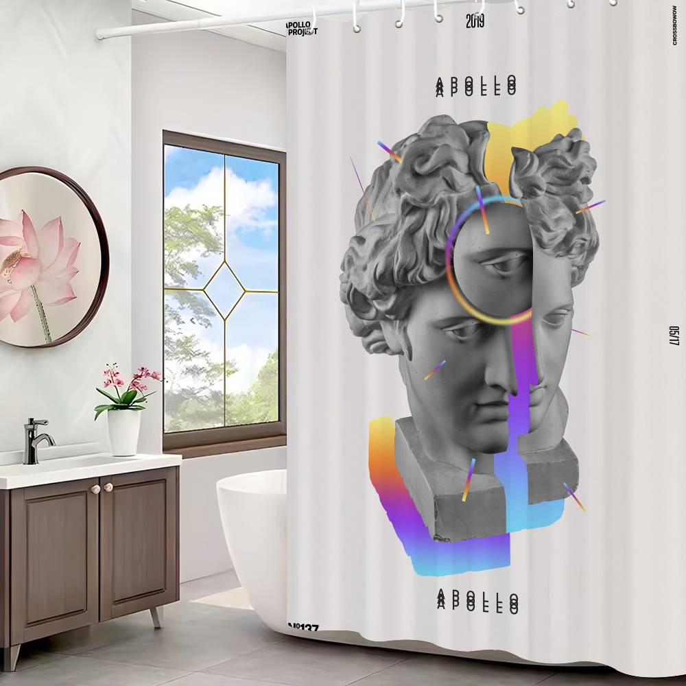 Statue David Graphic Designer Polyester Shower Curtain Waterproof Rust Resistant Grommet Easy Care Wipe Clean Durable