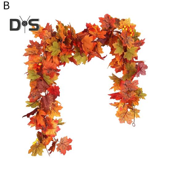 175CM Artificial Maple Leaf Garland Home Garden Indoor Outdoor Hanging Faux Plant Leaves Vine Halloween Fall Harvest Festival Decoration