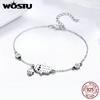 WOSTU 925 Silver Fatima of Hand Hamsa Eye Bracelets Blue Zircon Chain Link For Women Bangles Fashion 925 Jewelry CQB079