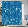 Modern Botanical Print Shower Curtain Blue Floral Pattern Bath Decor White Plush Waterproof Fabric Set of 1 (72x84)