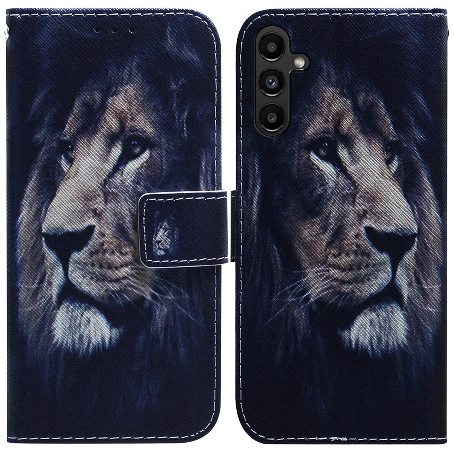 

PU Leather Phone Case for Samsung Galaxy A25 5G (Global) (161.0 x 76.5 x 8.3mm),Pattern Printing Wallet Flip Stand Cover Lion