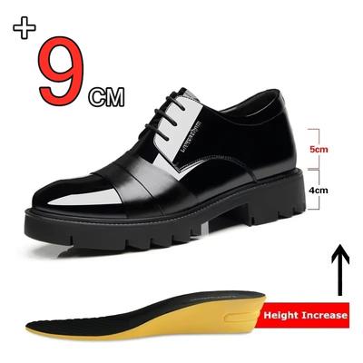 Fashion Patent Leather Splicing Men Elevator Shoes 4/7/9 CM Height Increase Lift Men Formal Oxford Shoes for Business Wedding Footewar