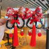Tassel Tang Suit Female New Year Festive Side Clip Bow Hairpin Wig Braid Hairpin Hair Accessories