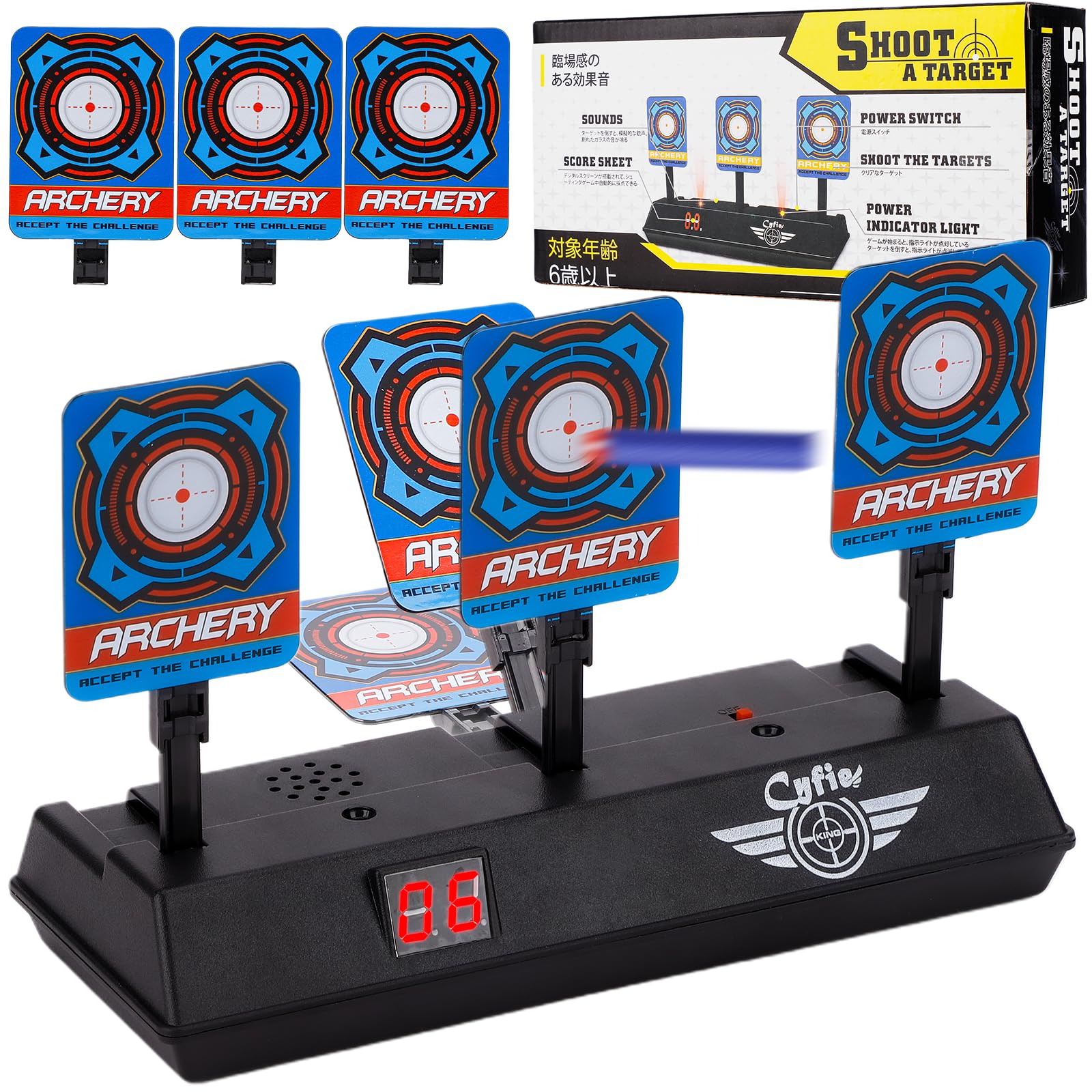 

Electronic Target Toy Set of 4, Electronic Gun Shooting Target with Auto-Rise Function, Kids Toy, Electronic Target x 1 + Target x 3