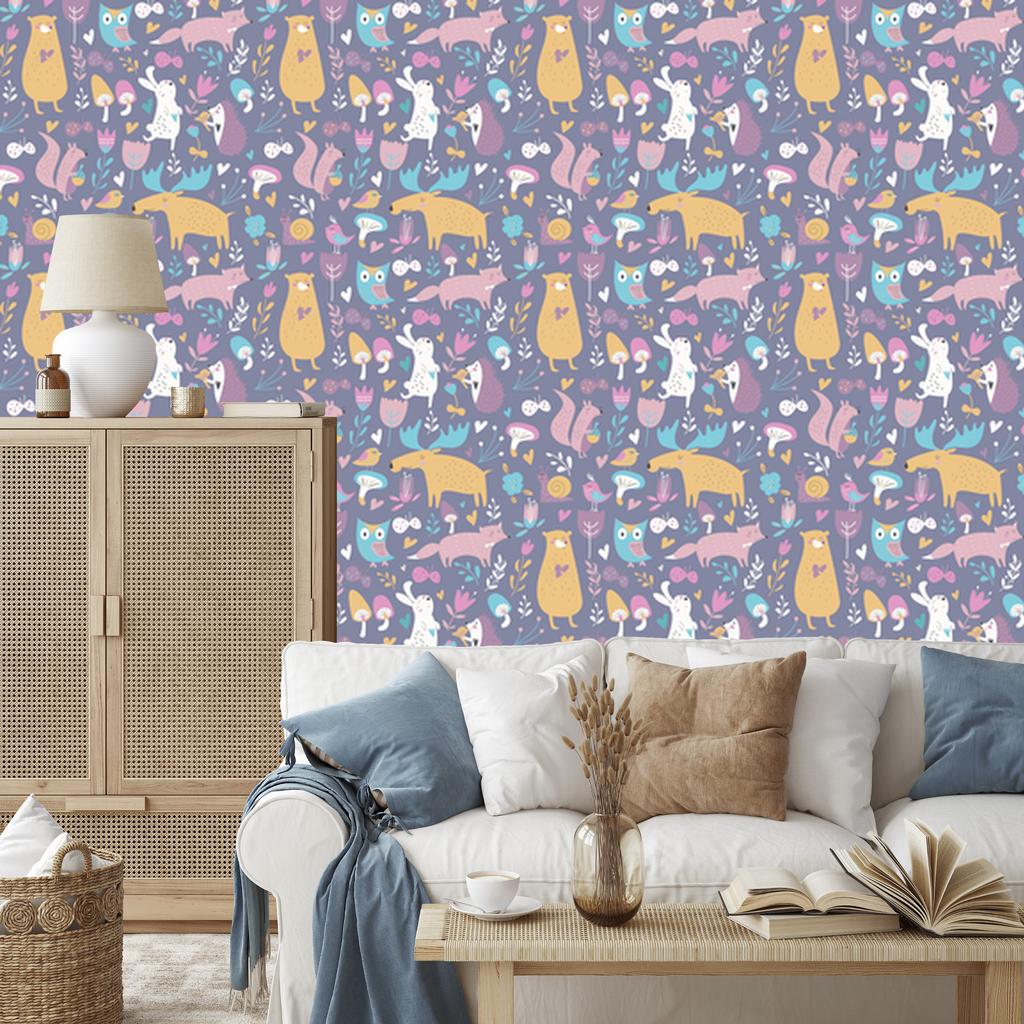 Beautiful forest animals wallpaper for living room and bedroom 50x1000