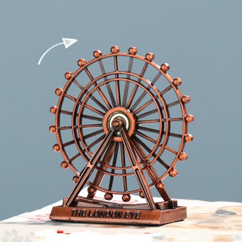 European Style Retro Zinc Alloy Ferris Wheel Ornaments Creative Home Rotating Metal Decoration Ferris Wheel Furnishings