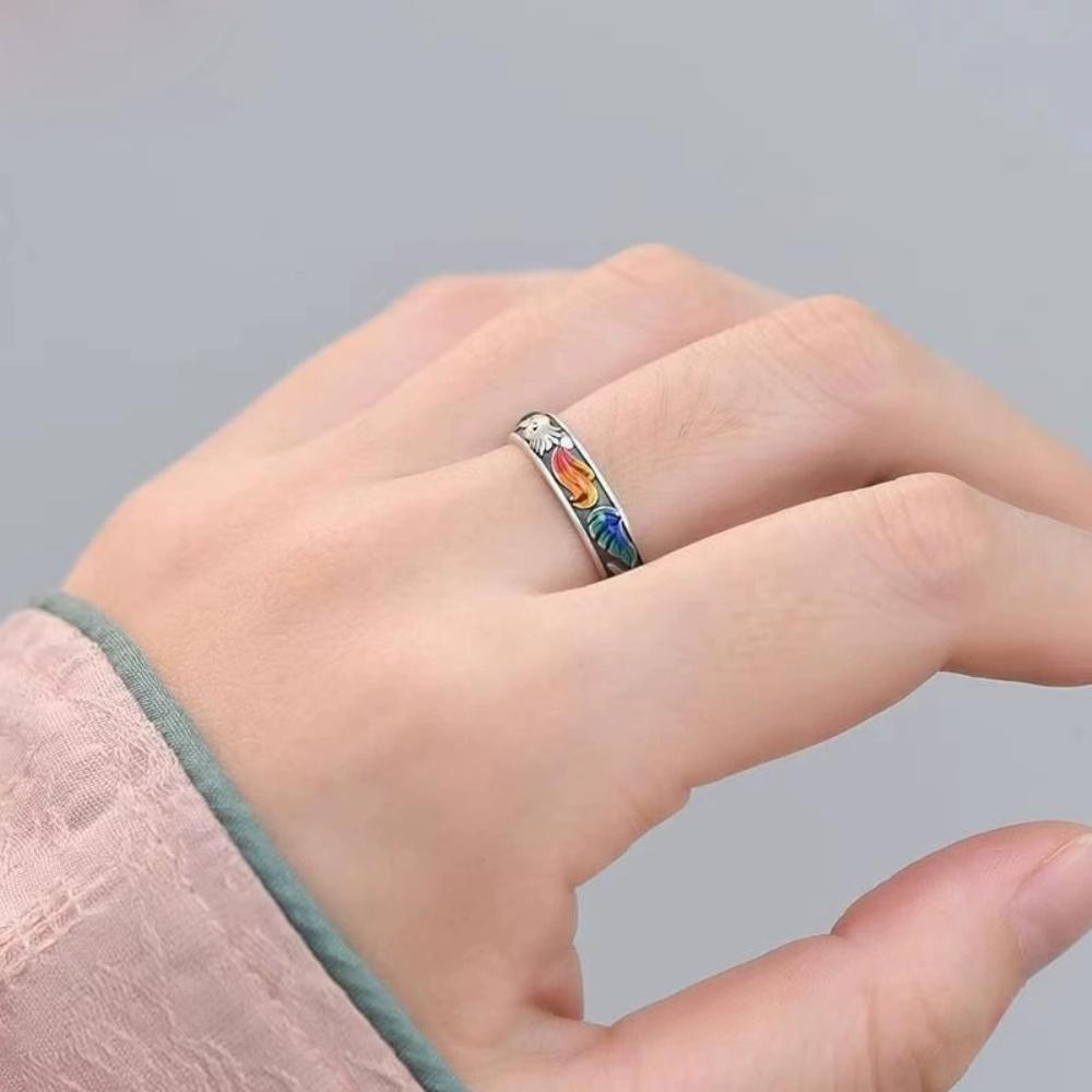 New Colorful Enamel Fox Ring Adjustable Unique Simple  Retro Ethnic Style Accessory Gift for Men And Women