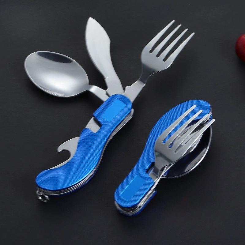 Multifunctional Foldable Mini Tableware Camping Picnic Detachable Tableware Knife Fork Spoon Combination,portable Cutting Tools