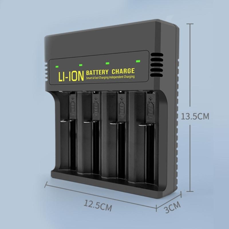 4Slot 18650 Battery Charger for 18650/26650 21700/16340 14500/18500 10400/16650 14650/18350 3.7V Lithium Batteries