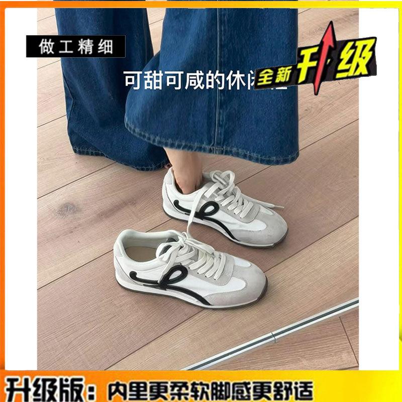Cowhide version~ blue platform German training shoes women's retro leather versatile sports and leisure shoes soft-soled Forrest Gump shoes wo