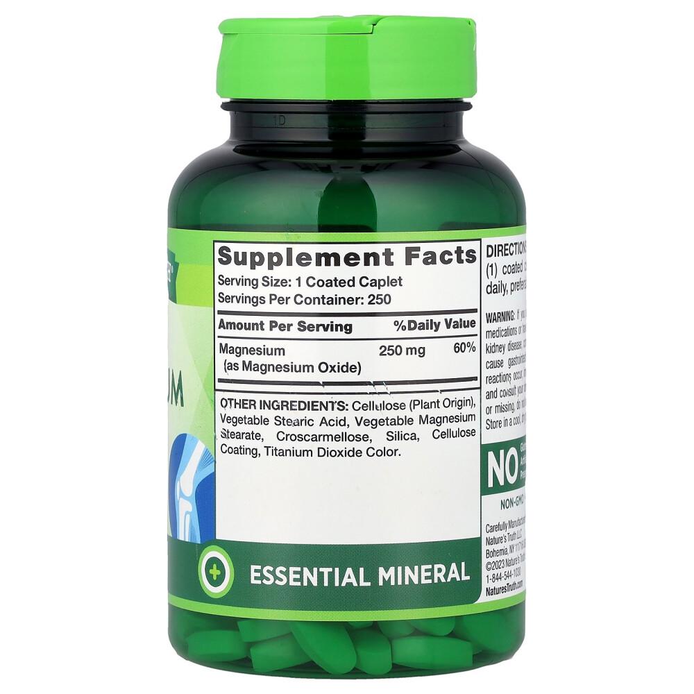 Nature's Truth Magnesium Extra Strength 250mg Coated Tablets, 250 Count