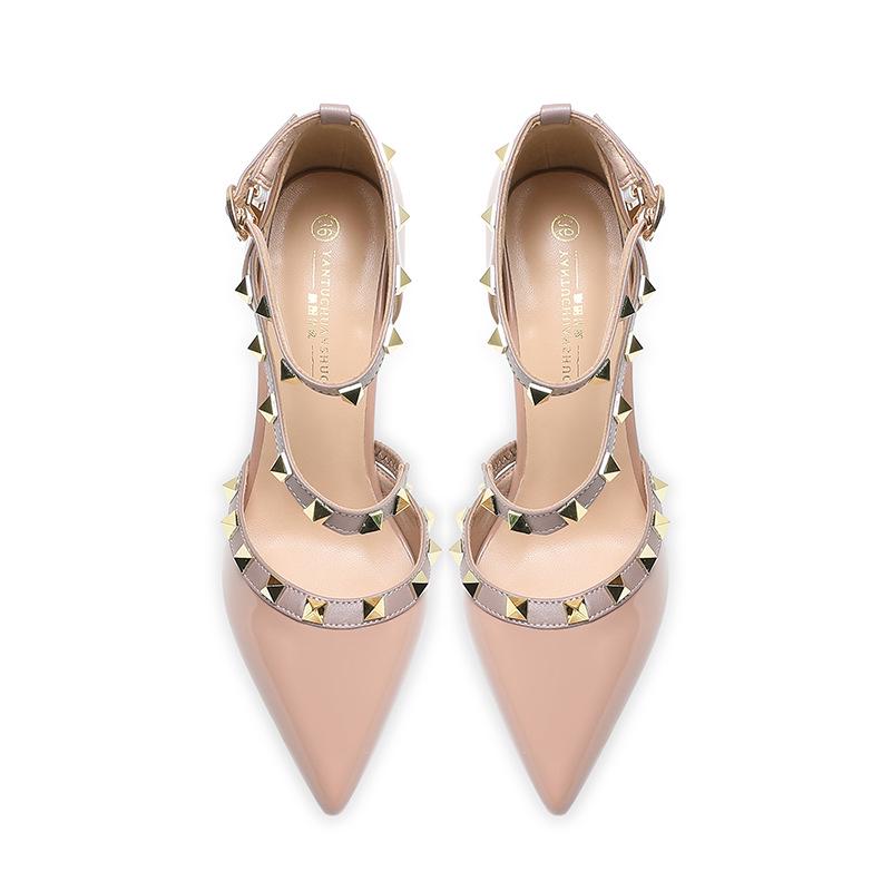 Dámské lodičky na vysokém podpatku Stiletto Platform Nýt Lakovaná kůže