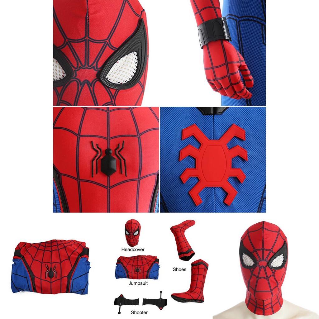 Breathable Spiderman Homecoming Costume Featuring Detachable Headcover And Perfect Stitches