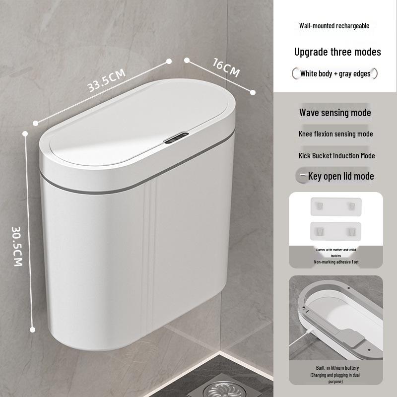 2025 Smart Wall-Mounted Automatic Flip-Top Trash Can for Kitchen & Bathroom