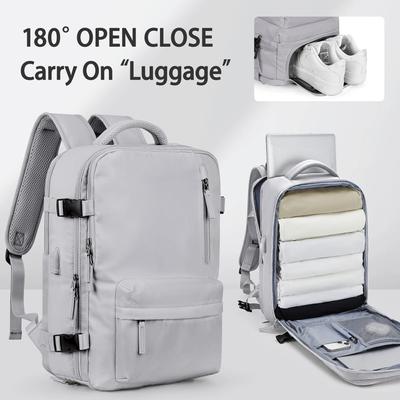 Zaino in nylon, Zaino da viaggio d'affari con porta USB per donne uomini, Zaino da weekend approvato dalle compagnie aeree antifurto per laptop
