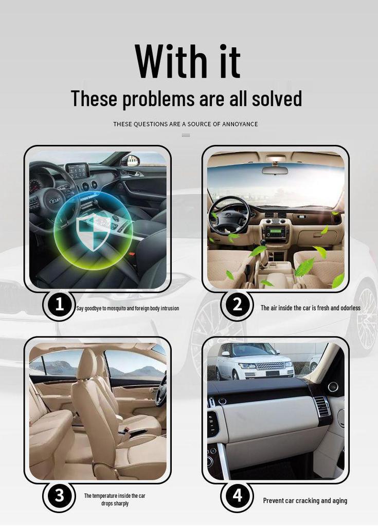 Universal Car Window Sunshade with Anti-Mosquito Screen and Heat Insulation