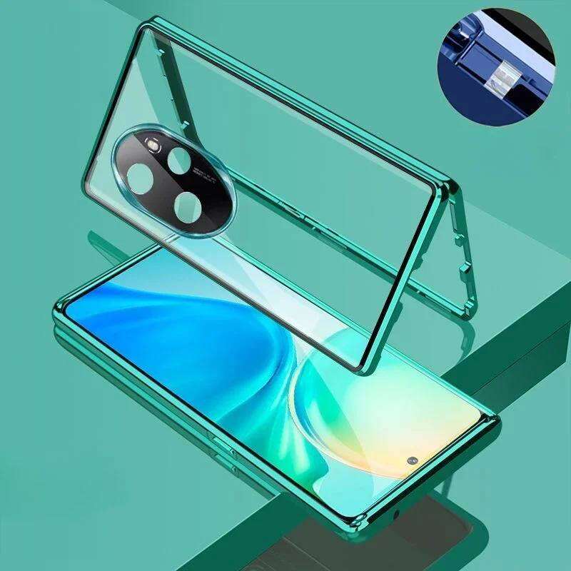 Magnetic Case for Huawei Honor 500 400 Pro/ 200 Pro/ 300 / 90 with Metal Frame Double Sided Tempered-Glass Full Lens Protection Cover Phone Bumpers