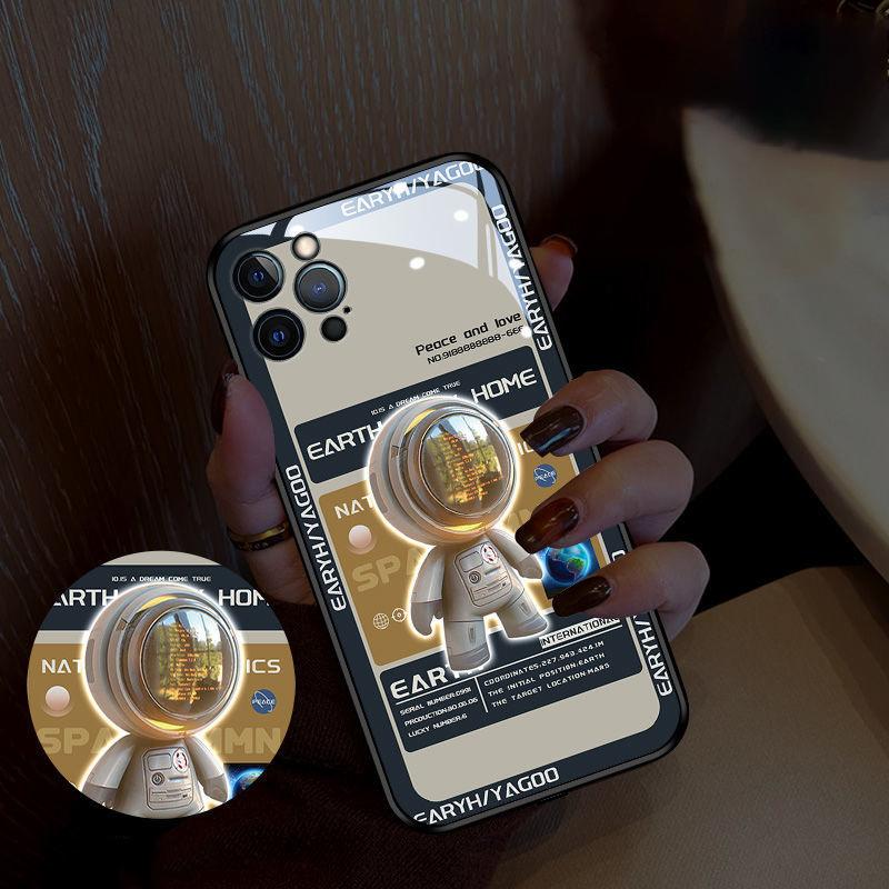 Parlak Telefon Kılıfı Sevimli Astronot Süper Havalı Telefon Kılıfı Apple Telefonlar İçin Uygundur