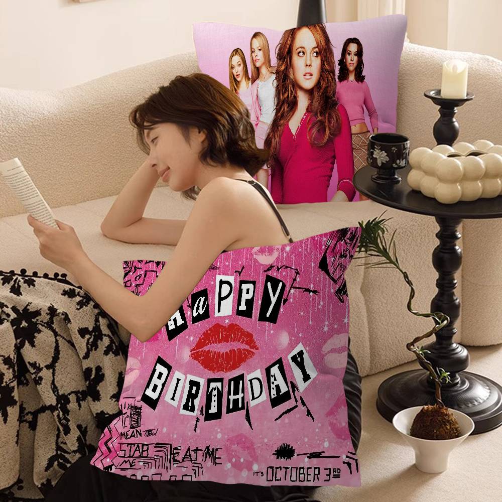 M-mean Girls Movie Office Cushion Pillowcase Car Cushion Cover45X45CM Lumbar Pillowcase Sofa Pillowcover
