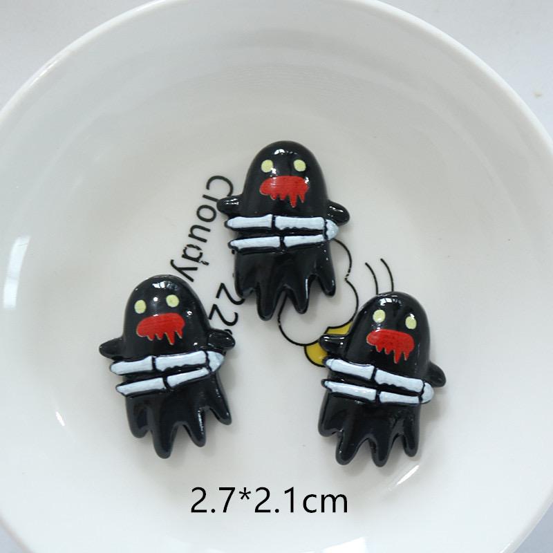 10Pcs Resin Colorful Kawaii Eye Bat Pumpkin owl Ghost Skull Figurines Flatback Stone DIY Bow Halloween Decor Scrapbook Crafts