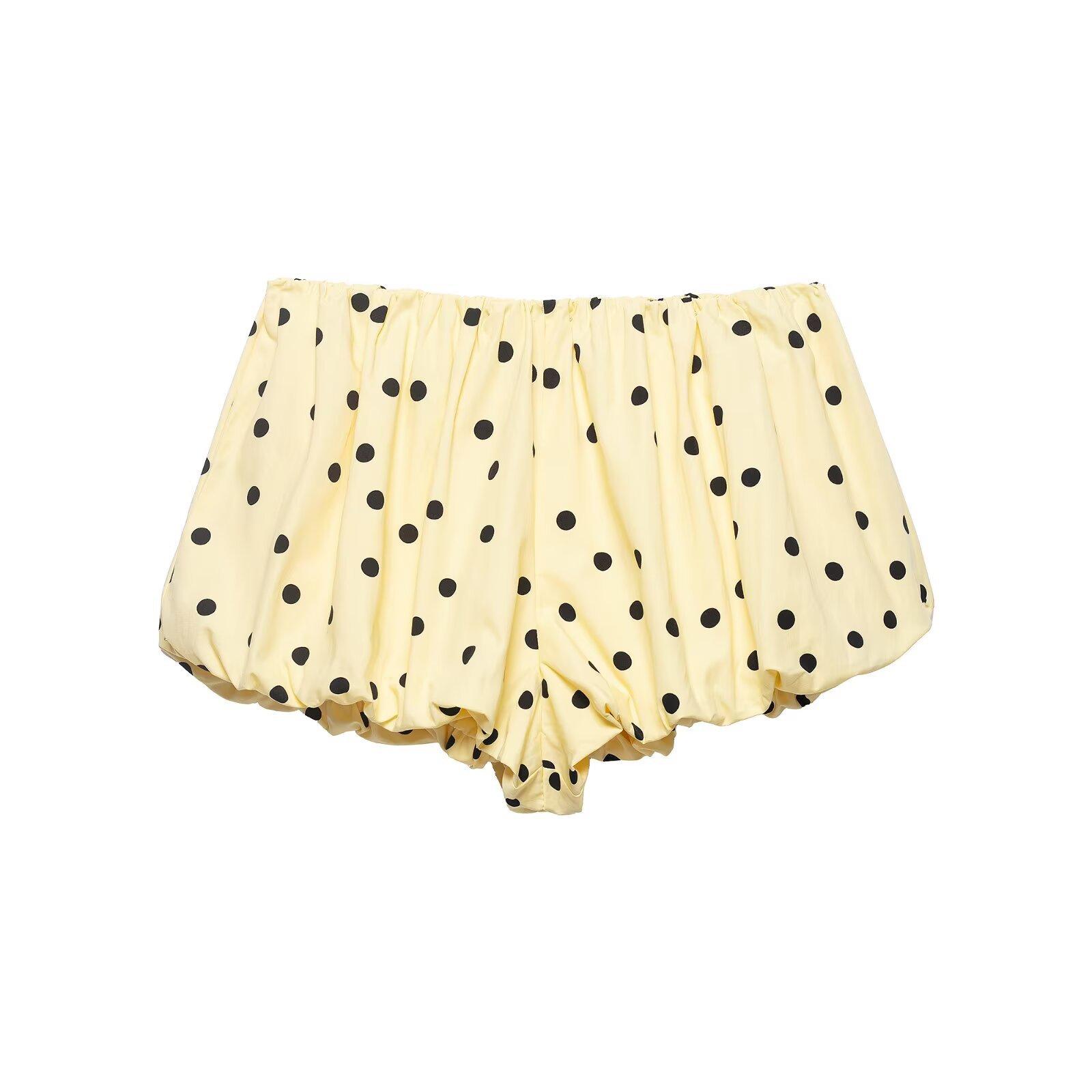European and American style, new women s clothing, foreign style pleated polka dot jacket polka dot balloon version shorts XS